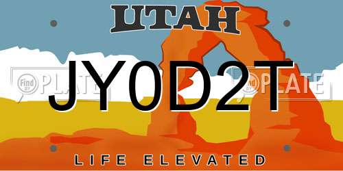 JY0D2T Utah License Plate