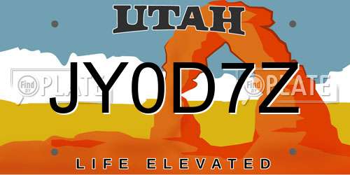 JY0D7Z Utah License Plate