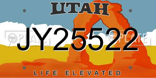 JY25522 Utah License Plate
