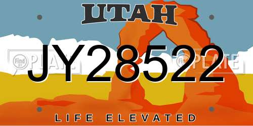 JY28522 Utah License Plate