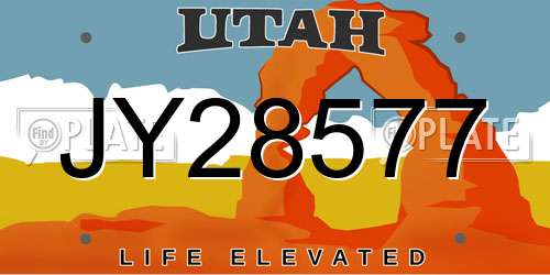 JY28577 Utah License Plate