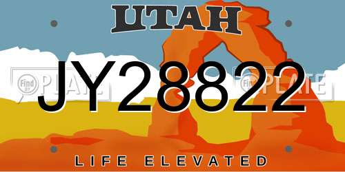 JY28822 Utah License Plate