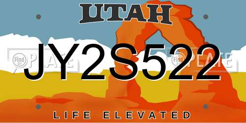 JY2S522 Utah License Plate