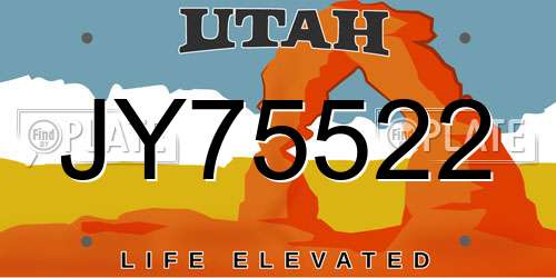 JY75522 Utah License Plate