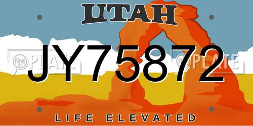 JY75872 Utah License Plate