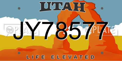 JY78577 Utah License Plate