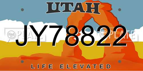 JY78822 Utah License Plate