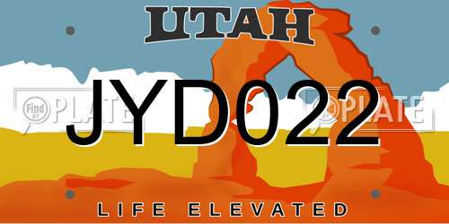 JYD022 Utah License Plate