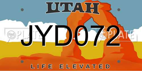 JYD072 Utah License Plate