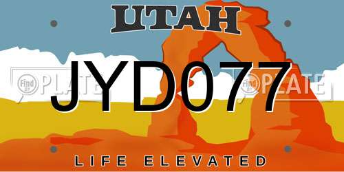 JYD077 Utah License Plate
