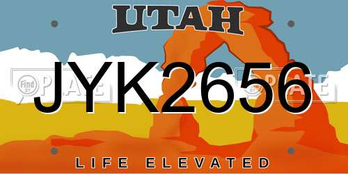JYK2656 Utah License Plate