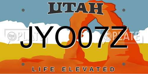 JYO07Z Utah License Plate