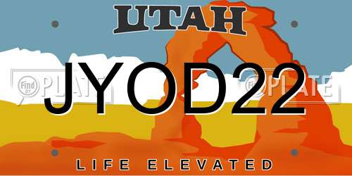 JYOD22 Utah License Plate