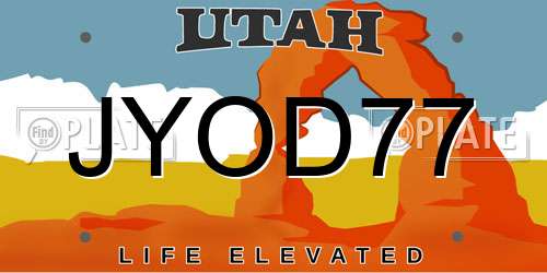 JYOD77 Utah License Plate