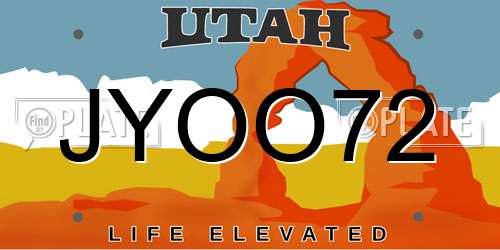 JYOO72 Utah License Plate