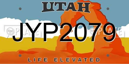 JYP2079 Utah License Plate