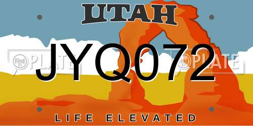 JYQ072 Utah License Plate