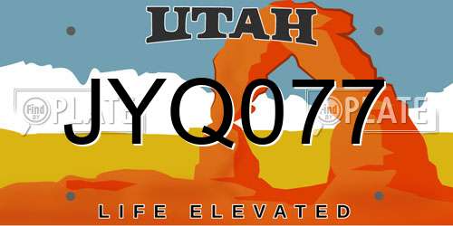 JYQ077 Utah License Plate