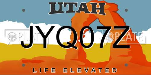 JYQ07Z Utah License Plate
