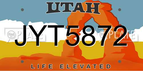 JYT5872 Utah License Plate