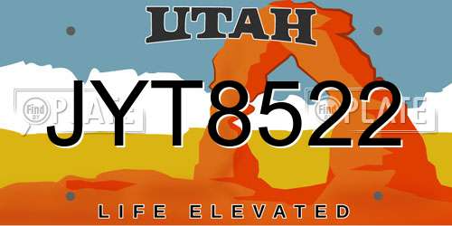 JYT8522 Utah License Plate