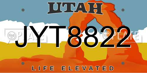 JYT8822 Utah License Plate