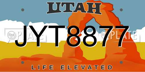 JYT8877 Utah License Plate