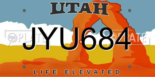 JYU684 Utah License Plate