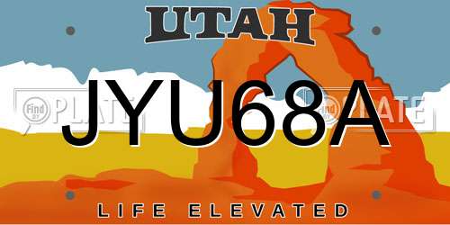JYU68A Utah License Plate
