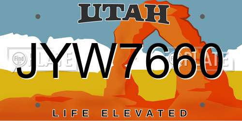 JYW7660 Utah License Plate