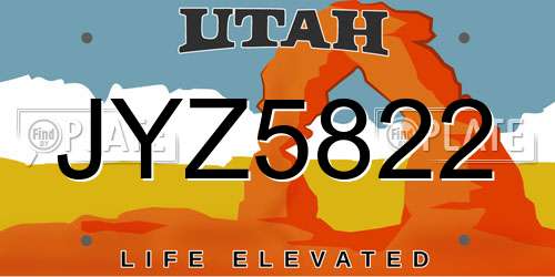 JYZ5822 Utah License Plate