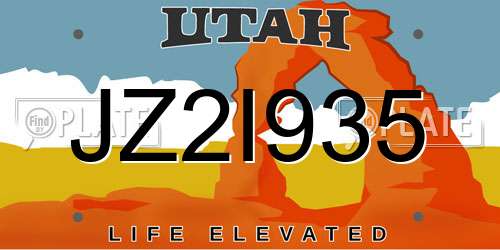 JZ2I935 Utah License Plate
