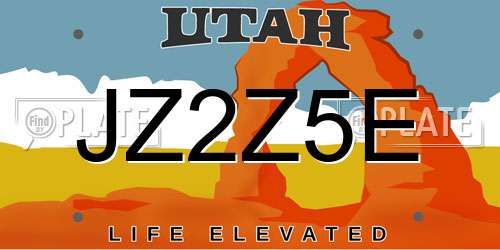 JZ2Z5E Utah License Plate