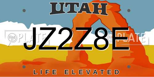 JZ2Z8E Utah License Plate
