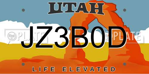 JZ3B0D Utah License Plate