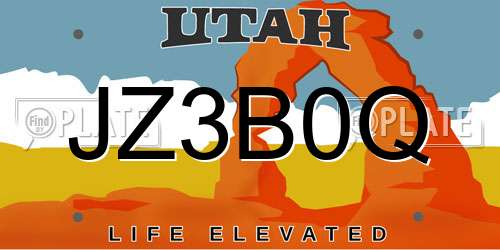 JZ3B0Q Utah License Plate