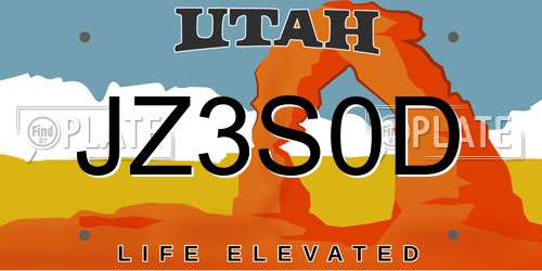 JZ3S0D Utah License Plate