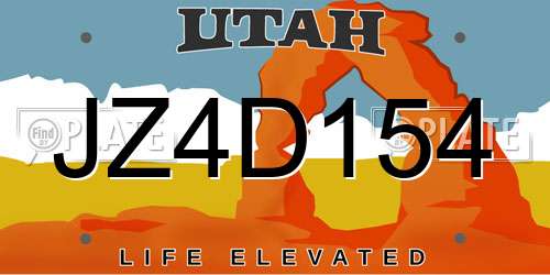 JZ4D154 Utah License Plate