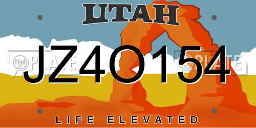 JZ4O154 Utah License Plate