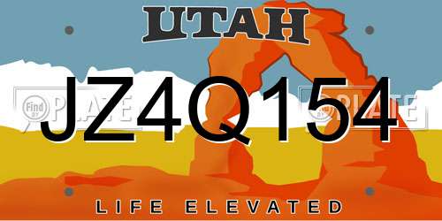 JZ4Q154 Utah License Plate