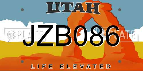 JZB086 Utah License Plate
