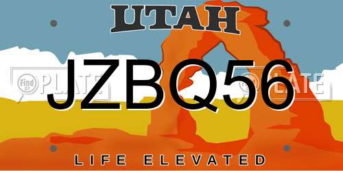 JZBQ56 Utah License Plate