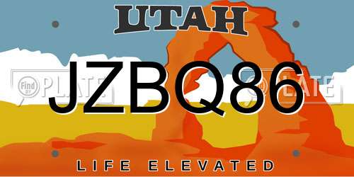 JZBQ86 Utah License Plate