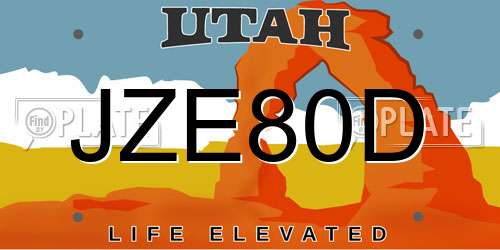 JZE80D Utah License Plate
