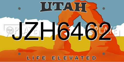 JZH6462 Utah License Plate