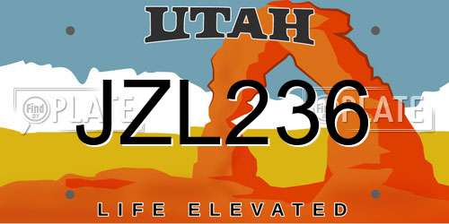 JZL236 Utah License Plate