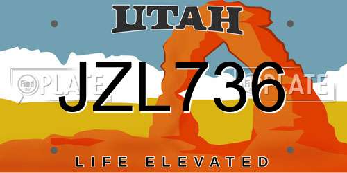 JZL736 Utah License Plate
