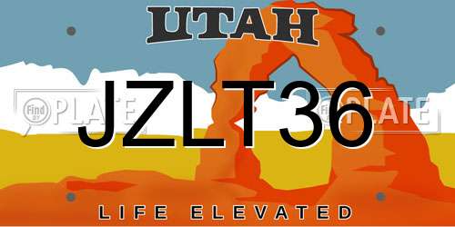 JZLT36 Utah License Plate