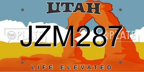 JZM287 Utah License Plate