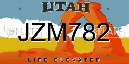 JZM782 Utah License Plate